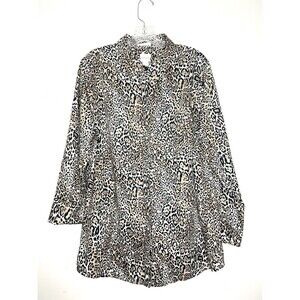 Chico's Women's Shirt Size 16 Button Up Leopard Cheetah Animal Print Blouse‎ 3